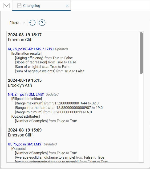 Estimation Changelog